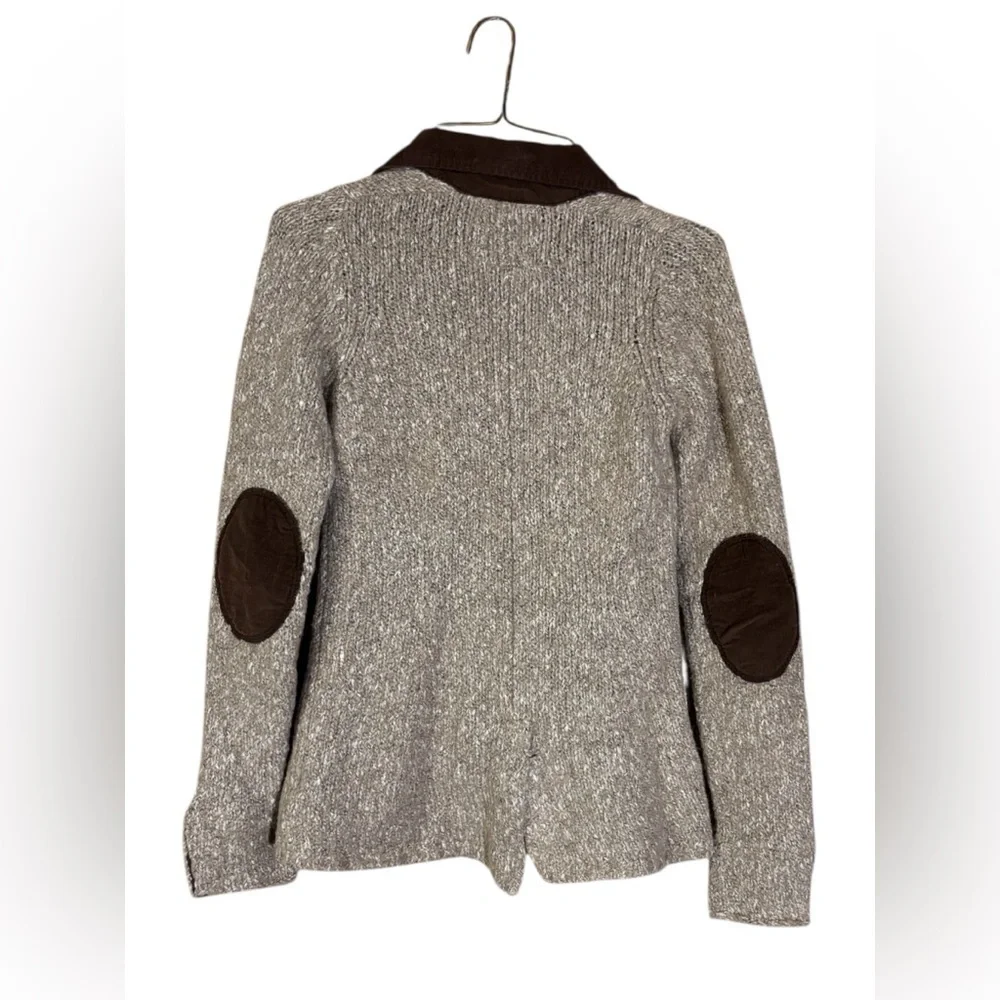 Dark Academia Button Down Wool Blend Sweater Jacket with Brown Corduroy Accents - Picture 2 of 9